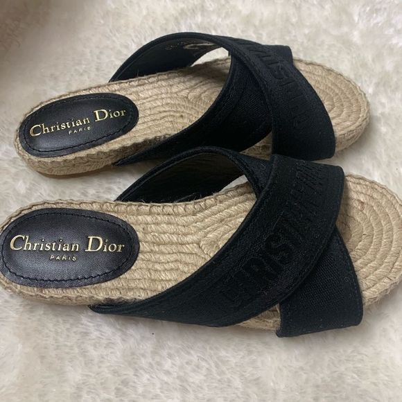 Dior Granville Embroidered Cotton Espadrille Slide - Picture 5 of 8